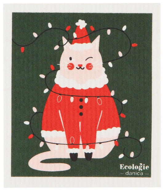 Festive Feline Swedish Sponge Cloth