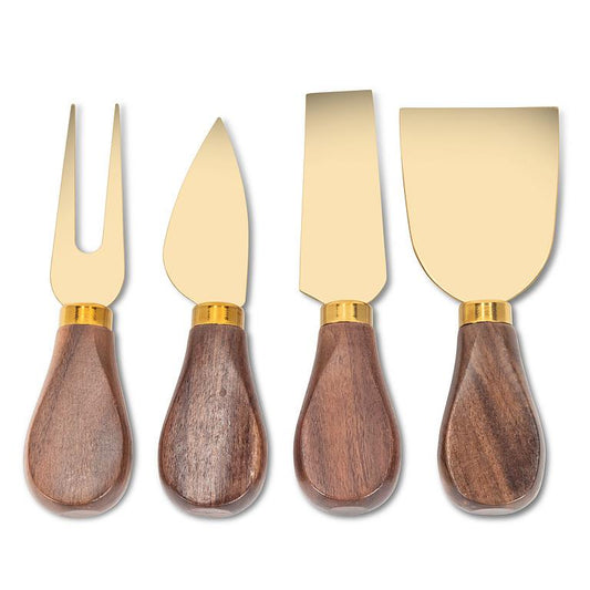 Set of 4 Walnut Handled Cheese Knives