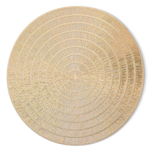 Round Basketweave Placemat, Gold