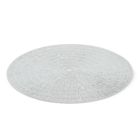 Round Basketweave Placemat, Silver