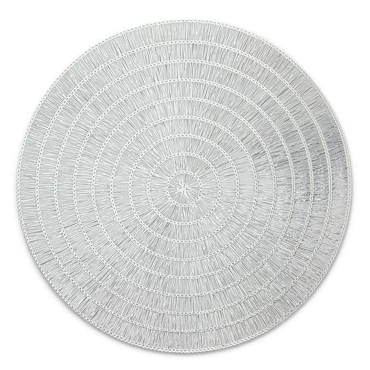 Round Basketweave Placemat, Silver