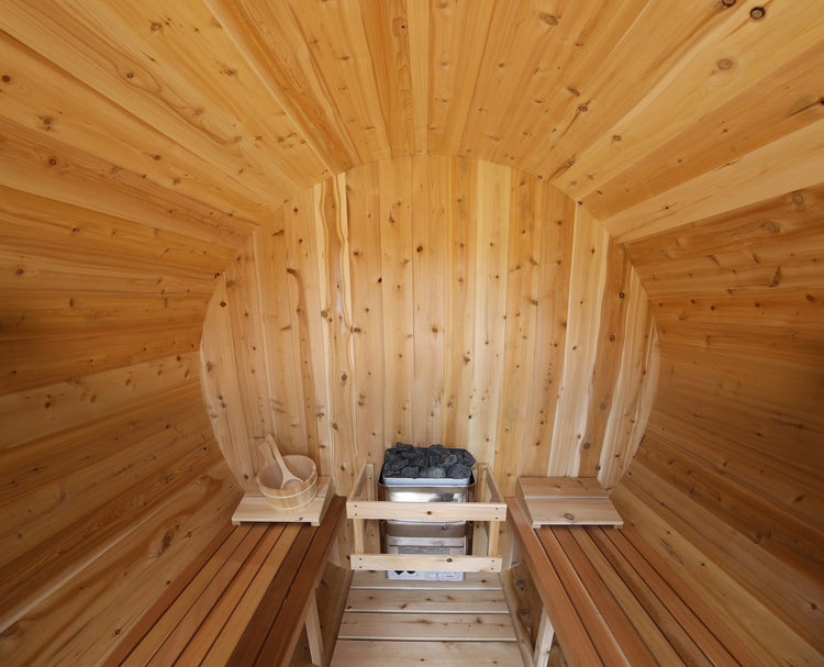 8' Red Cedar Barrel Sauna With 2' Porch