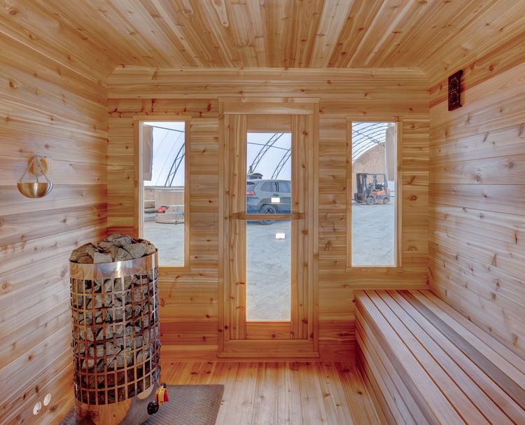 6' Red Cedar Cube Sauna With 2' Porch