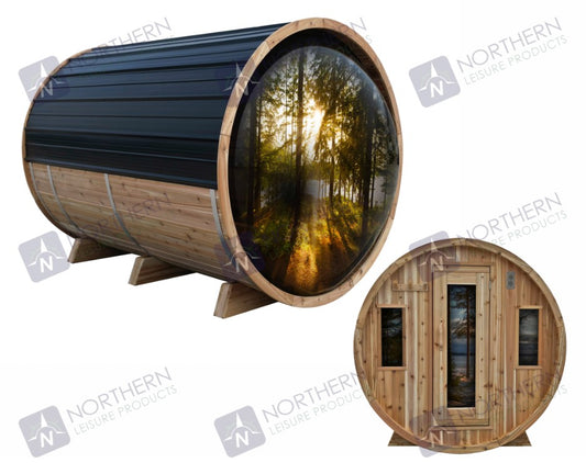 6' Red Cedar Panoramic Barrel Sauna