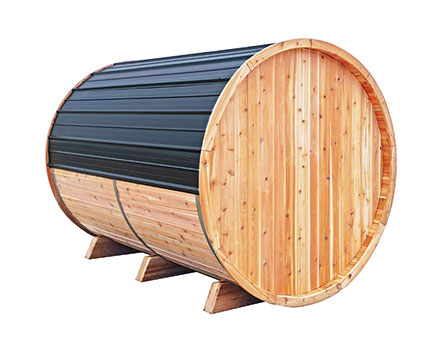 8' Red Cedar Barrel Sauna With 2' Porch