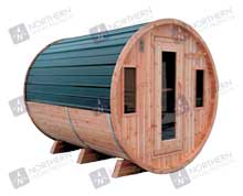 8' Red Cedar Barrel Sauna With 2' Porch