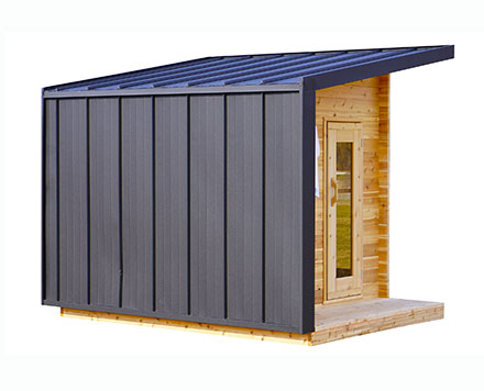 8' Red Cedar Modern Panoramic Sauna With 2' Porch