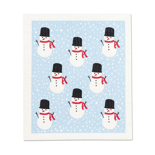Set of 2 Square Hat Snowman Swedish Sponge Cloth