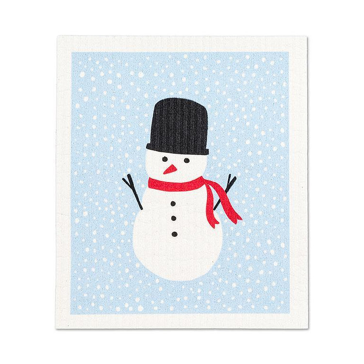 Set of 2 Square Hat Snowman Swedish Sponge Cloth