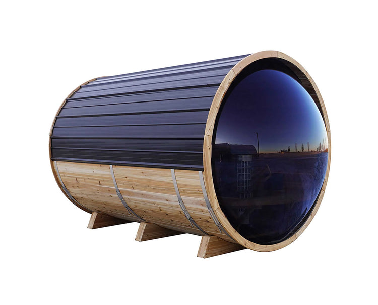 8' Red Cedar Panoramic Barrel Sauna
