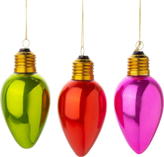 Assorted Glass Holiday Light Bulb Ornament