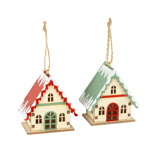 Assorted Wood Chalet House Ornament