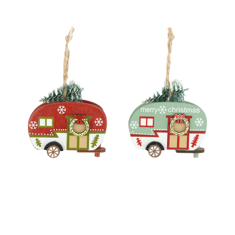 Assorted Wood Camper Ornament