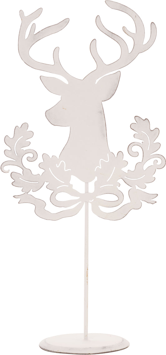 Rustic White Painted Metal Stag Table Piece
