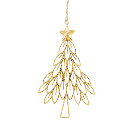 Gold-Foiled Metal Tree Ornament