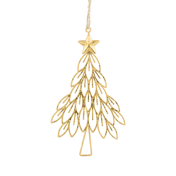 Gold-Foiled Metal Tree Ornament