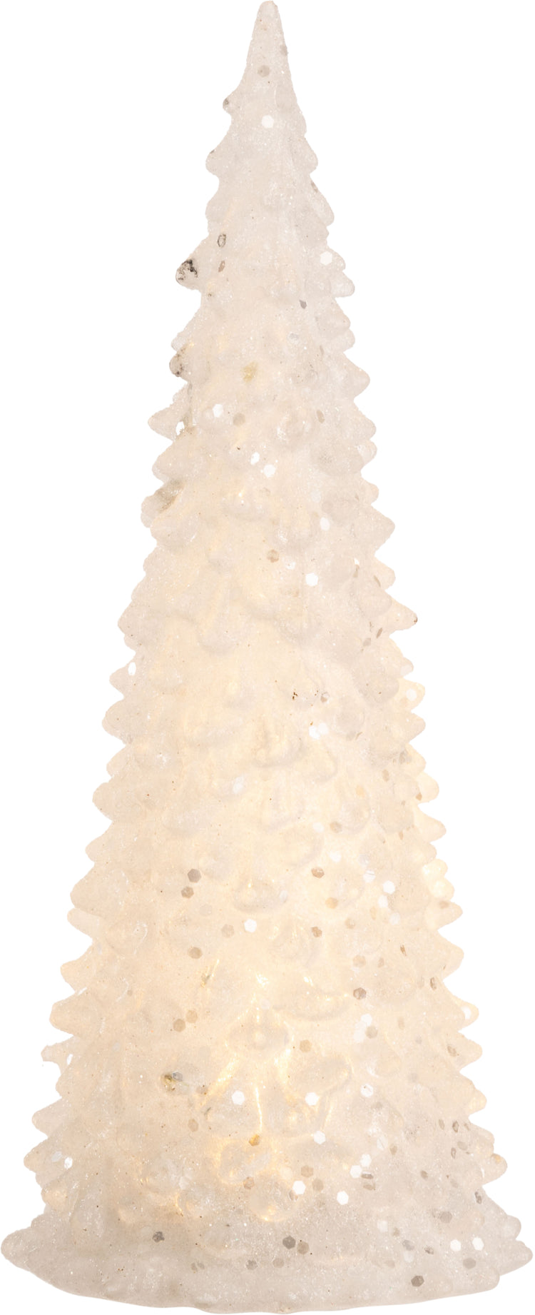 White LED Christmas Tree with Silver Glitter, Small