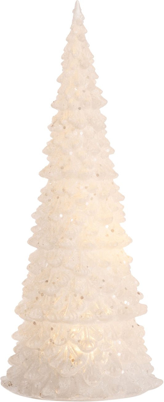 White LED Christmas Tree with Silver Glitter, Large