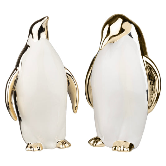 Assorted Ceramic Gold Penguin Table Piece