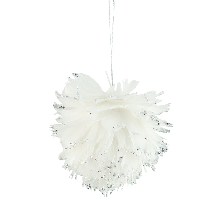 White and Silver Feather Ornament