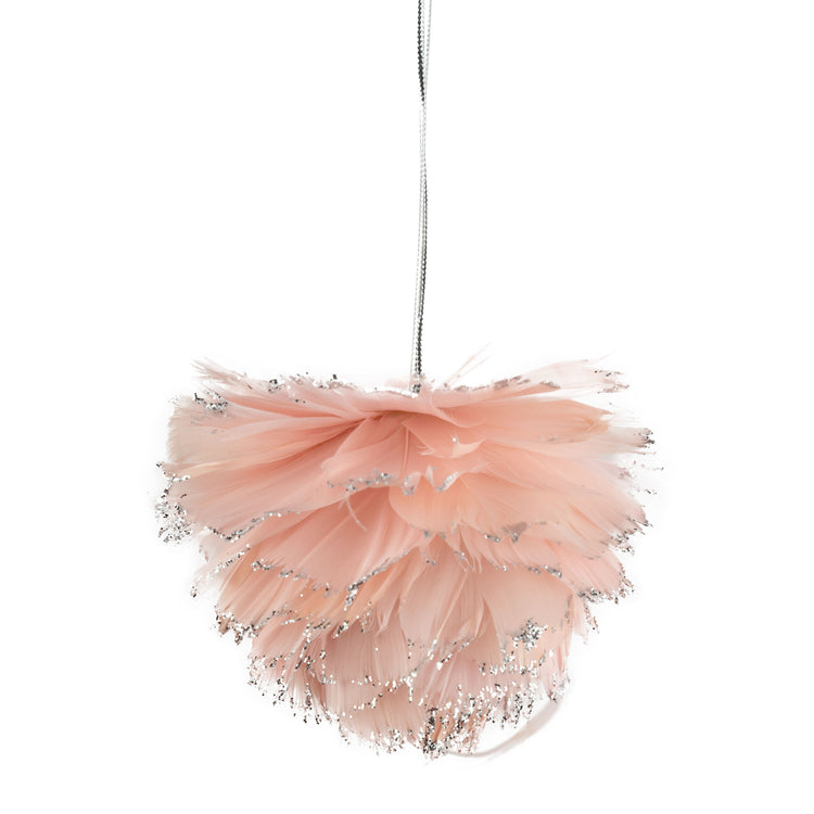 Pink and Silver Feather Ornament