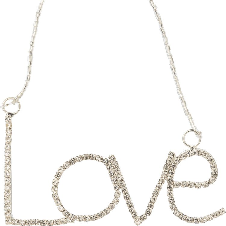 Silver LOVE Ornament in Clear Rhinestones