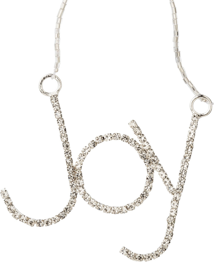 Silver JOY Ornament in Clear Rhinestones