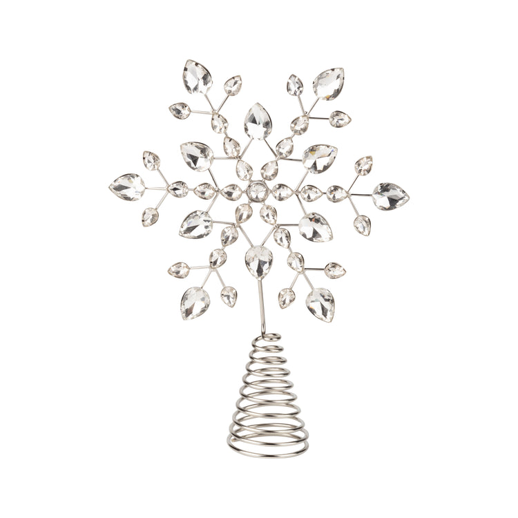 Silver Glass Oval Bead Snowflake Tree Topper