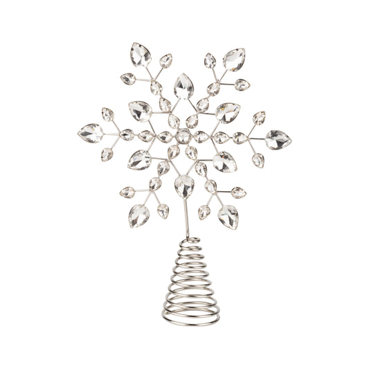 Silver Glass Oval Bead Snowflake Tree Topper