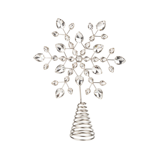 Silver Glass Oval Bead Snowflake Tree Topper