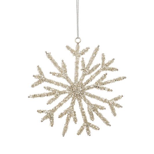 Pale Gold Glass Bead Snowflake Ornament