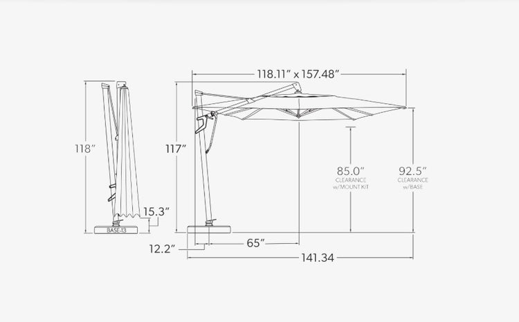 10'x13' Rectangular Cantilever w/ Infinite Tilt