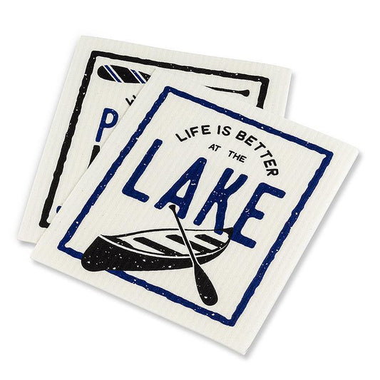 Set of 2 Better at the Lake Swedish Sponge Cloth