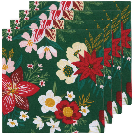 Set of 4 Amaryllis Christmas Napkin