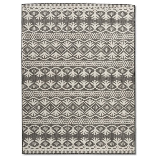 7' X 9' Cabana Indoor/Outdoor Rug, Pewter/Weiss