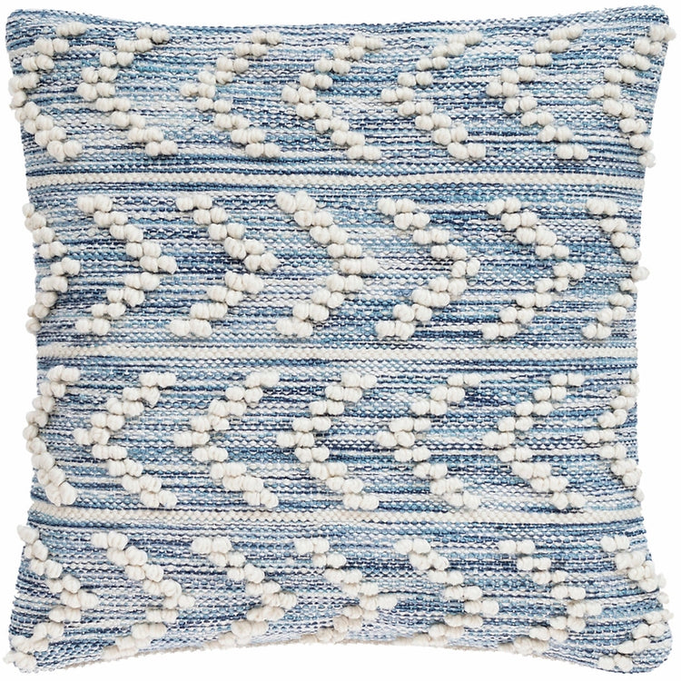 Hobnail Herringbone Blue 22'' X 22'' Pillow