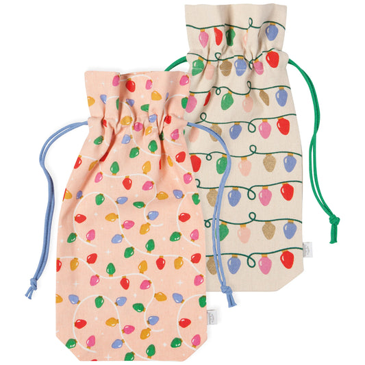 Set of 2 Holiday Glow Christmas Wine Bags