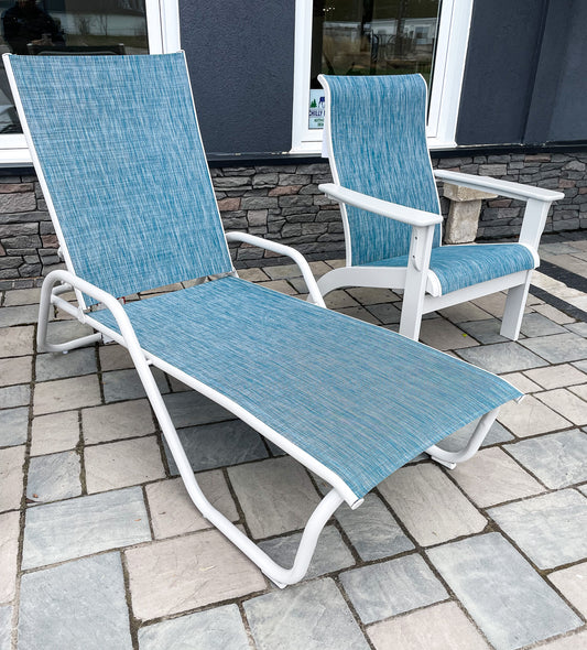 Gardenella Stacking Chaise w/Arms, Warm Grey/Augustine Oasis