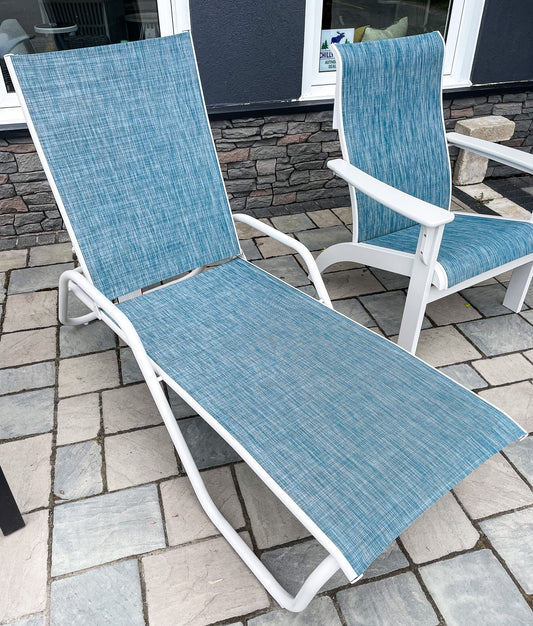 Gardenella Stacking Chaise w/Arms, Warm Grey/Augustine Oasis