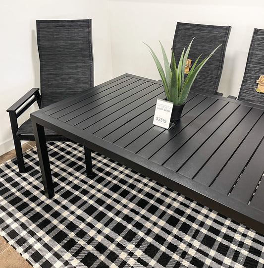 5-PC Mobel Dining Table and Stackable Patio Chairs, Black