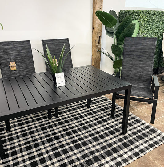 5-PC Mobel Dining Table and Stackable Patio Chairs, Black