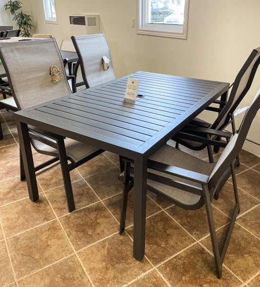 5-PC Mobel Dining Table and Stackable Patio Chairs, Anthracite