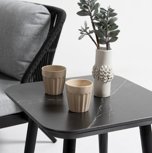 Noma Sintered Stone End Table, Pietra Grey/Diva Night