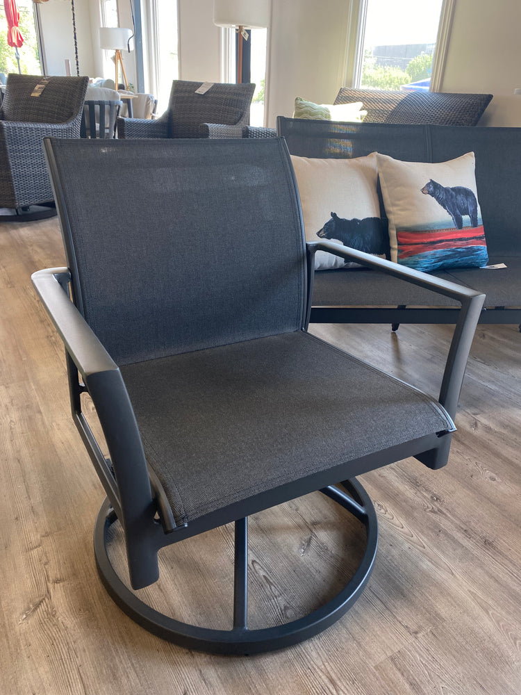 3-PC Echelon Sling Loveseat & 2 Swivel Rocking Lounge Chairs, Logan Graphite/Carbon