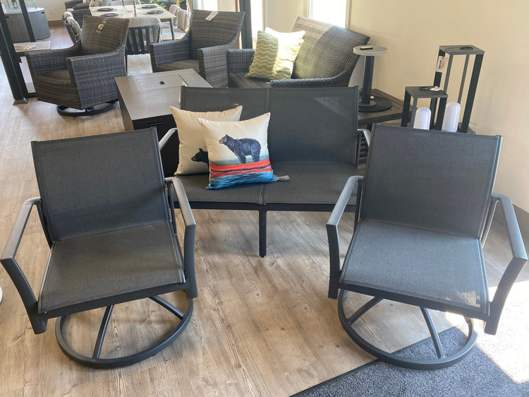 3-PC Echelon Sling Loveseat & 2 Swivel Rocking Lounge Chairs, Logan Graphite/Carbon