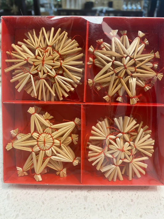 Set of 14 Straw Star Ornaments