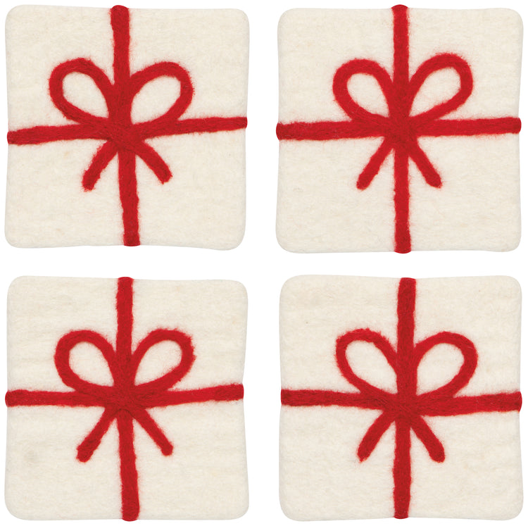 Set of 4 Presents Felt Wool Coasters