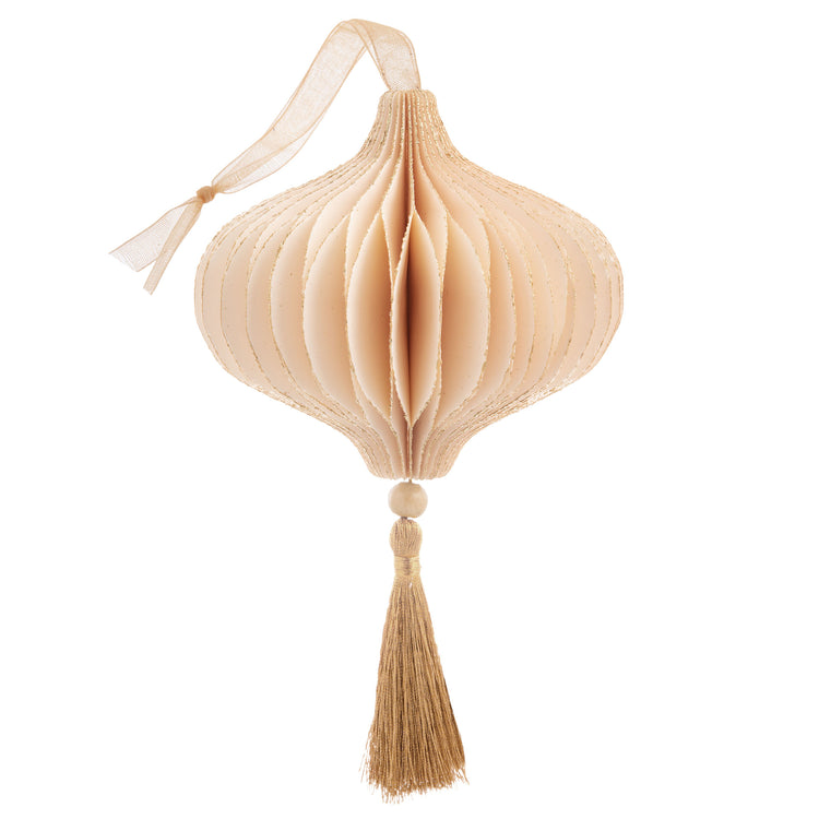 Winter White Drop Paper Honeycomb Ornament