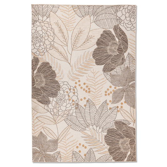 5' X 7' Marbella Outdoor Rug, Neutral Botanicals 428