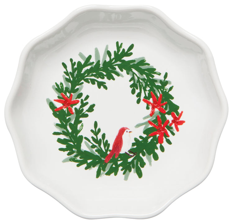 Set of 6 Wreaths Shaped Christmas Pinch Bowls